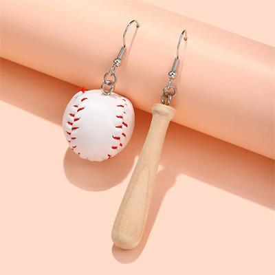 Creative Sports Style Simulation Baseball Earrings Stud Female Simple Personality Asymmetrical Baseball Earrings