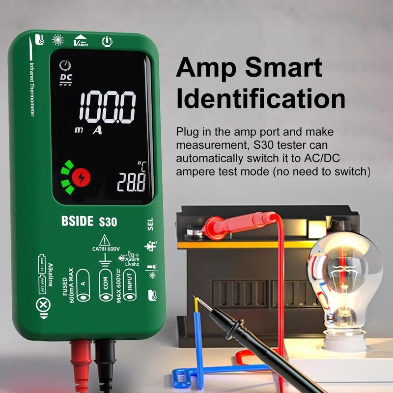 Multimètre Numérique Intelligent BSIDE S30 15V Diode Thermomètre Infrarouge Tension Courant AC DC Rechargeable Testeur Électronique Professionnel