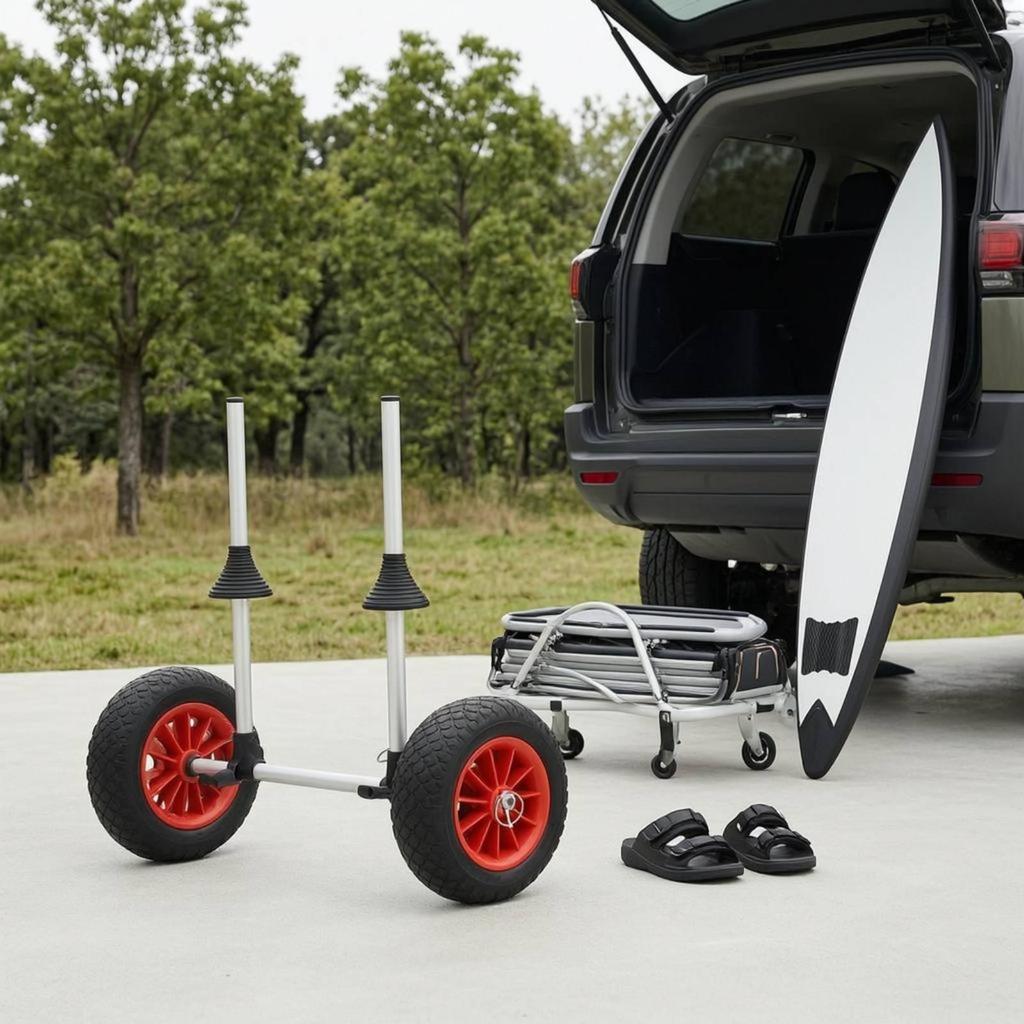 Sit on Top Kayak Cart Adjustable Two Wheel Rubber Wheels Boat Carrier