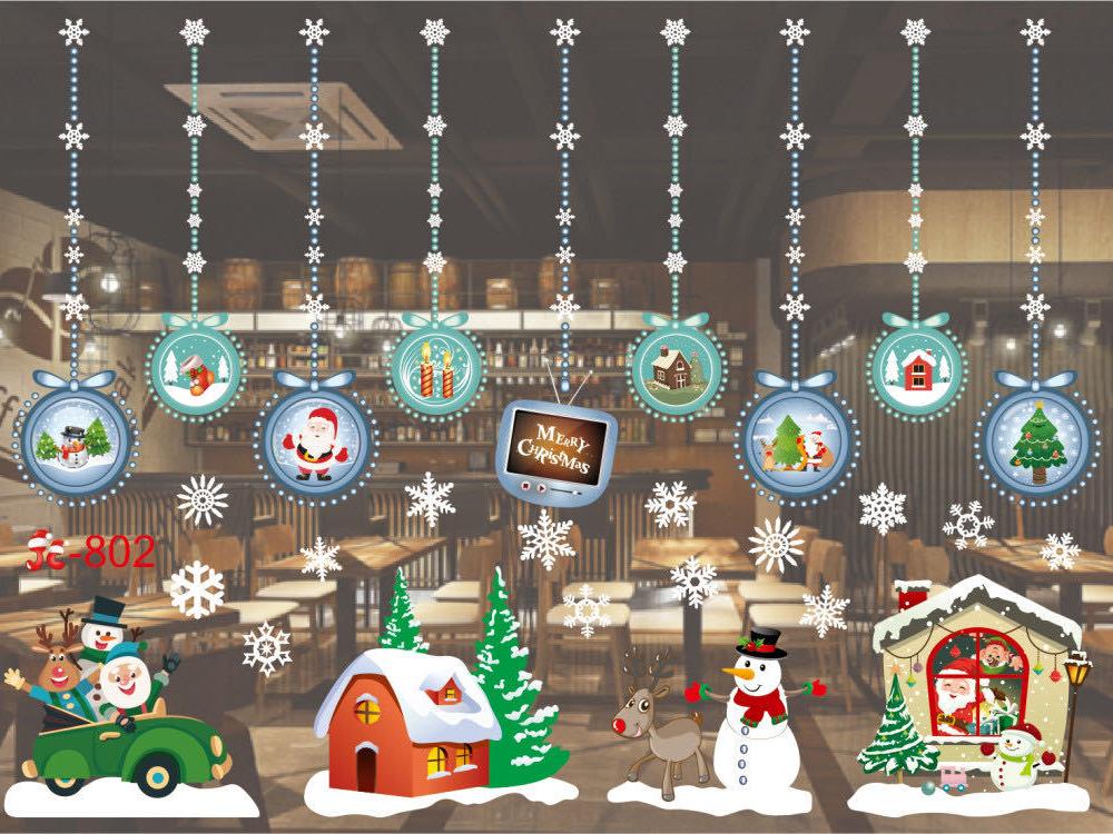 Christmas Decoration Supplies Window Stickers Santa Elk Wall Sticker for Christmas Home Door Window Display Decor Xmas New Year Decoration