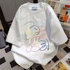 Ladies Summer Short Sleeve Round Collar Casual Graffiti Printed Teenager Pullover Oversize Cotton T Shirt Top