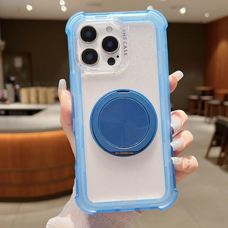For Magsafe Magnetic 360°Rotat Metal Car Bracket 3-in-1 Four Corner Anti Drop Phone Case For iPhone 16 Pro Max 14 13 15 Pro Max