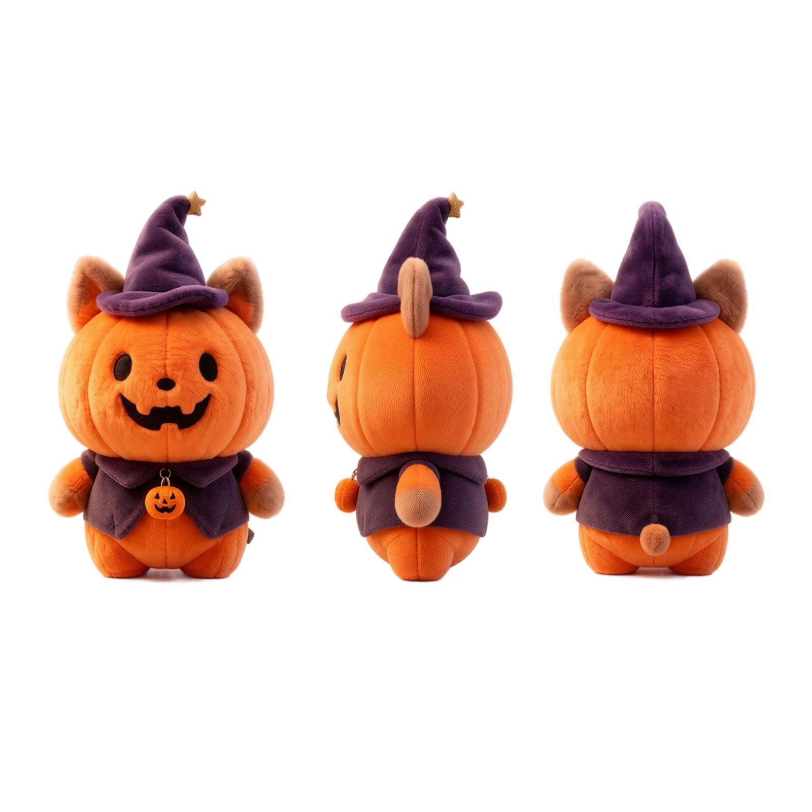Halloween Pumpkin Stuffed Animal Plush Toy with Hat Costume for Kids Gifts One Size