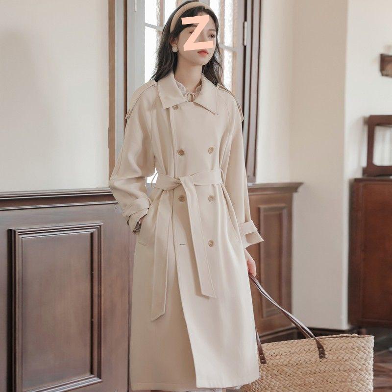 

2025 Spring & Autumn Women s Mid-Length Trench Coat - Petite British Style with French Design XS (Under 105 lbs) грязно-белый