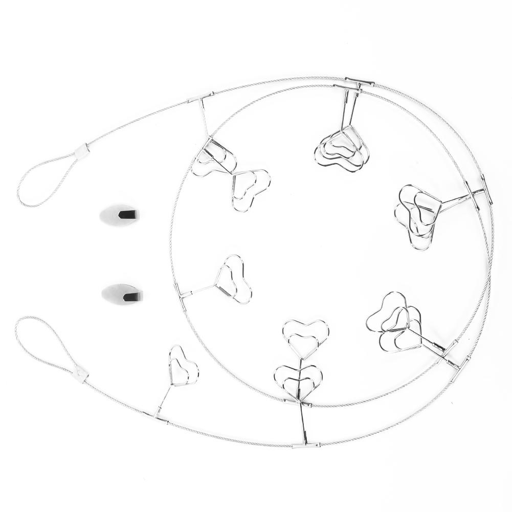 Hanging Photos Clips Heart Shapes Steel Wire Rope Wall Pictures Display Decoration