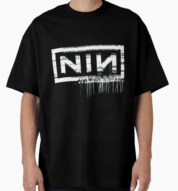 Nine Inch Nails Band Graphic Print Mens and Womens Loose Short Sleeved Tshirt Suitable for All Seasons of Leisure and
