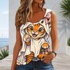 Women Plus Size Sleeveless Tank Top Cute Ghost Dog Pumpkin Bat Cactus Halloween Print Scoop Neck Top