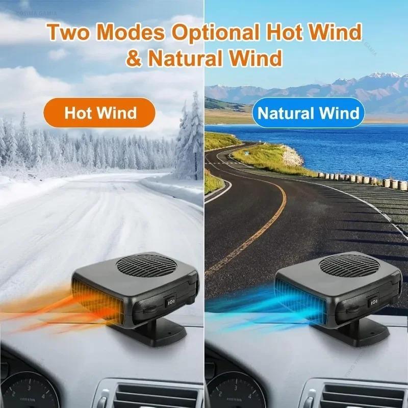 Air Cooler Fan 150W Electric Car Heater 12V/24V Portable Demister Defroster Heating Fan Dryer Windshield Defogging Accessroies
