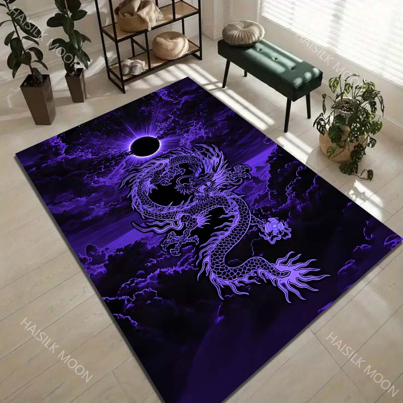 1PC Purple Dragon Clouds Carpet for Living Room Bedroom Sofa Home Decor Rus Non-slip Floor Mat Luxury Gift Multiple Sizes
