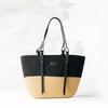 [Barcos Blue] Summer Tote Bag, Two-Tone Shoulder Bag for Women, Rope Material, A4 Size Fit, Large Storage Capacity, Black X Beige