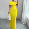 Women's Off Shoulder Cutout Bodycon Maxi Dress Slim Fit Elegant Party Dress