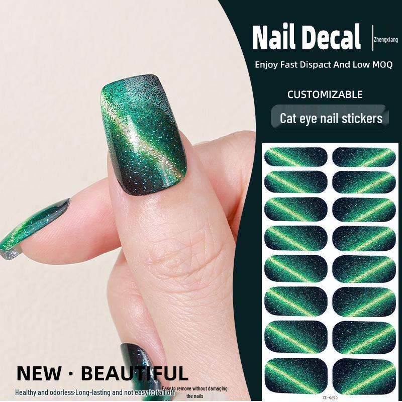 Cat Eye Gradient Glitter Waterproof Nail Stickers
