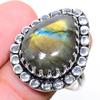 Labradorite Gemstone Handmade 925 Sterling Silver Jewelry Ring Size 8.5