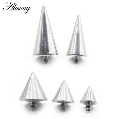 Alisouy 1 vnt. Titano išoriškai sriegiuotas kūgio dyglys kniedė lūpos labret žiedui, ausies smeigtukas, auskaras, auskarų vėrimas, pasidaryk pats kūno papuošalas, aksesuaras
