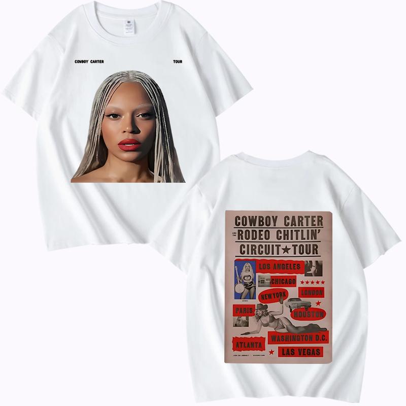 Beyoncé Cowboy Carter Tour 2025 TShirt Men Women Oversized 100% Cotton Hot Sale Short Sleeve Summer Print Unisex Plus Size Tops