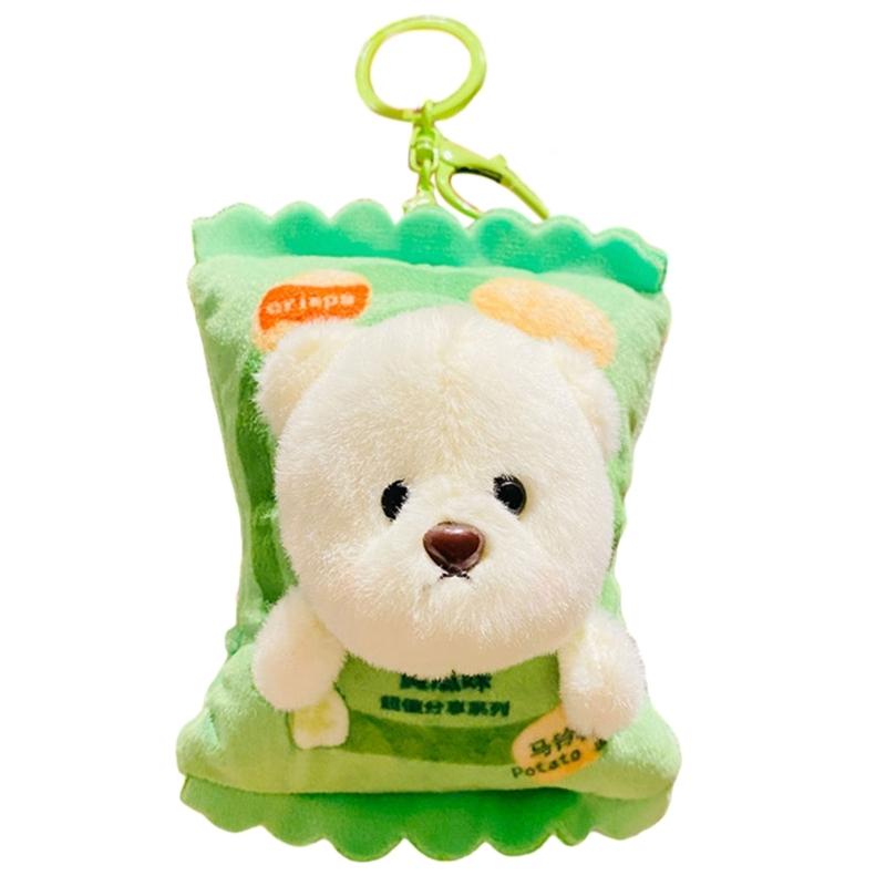 Cartoon Plush Keychain Stylish Keyring Holder for Women Girls Stuffed Pendant Hanging Ornament Bag Charm Decoration