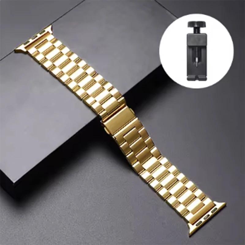 Stainless Steel Strap For Apple Watch Ultra 2 49 45 41 40 46 38 42 44mm Metal Band Bracelet For iWatch Series 10 9 8 7 6 5 4