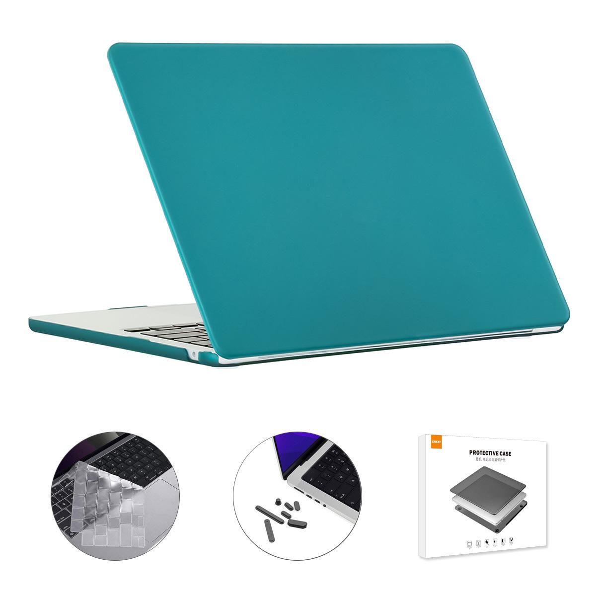 

For Macbook Air 15 inch (2025)/(2023) A2941/A3114 (EU Version) Matte Laptop PC Case with TPU Film+Plugs Cyan