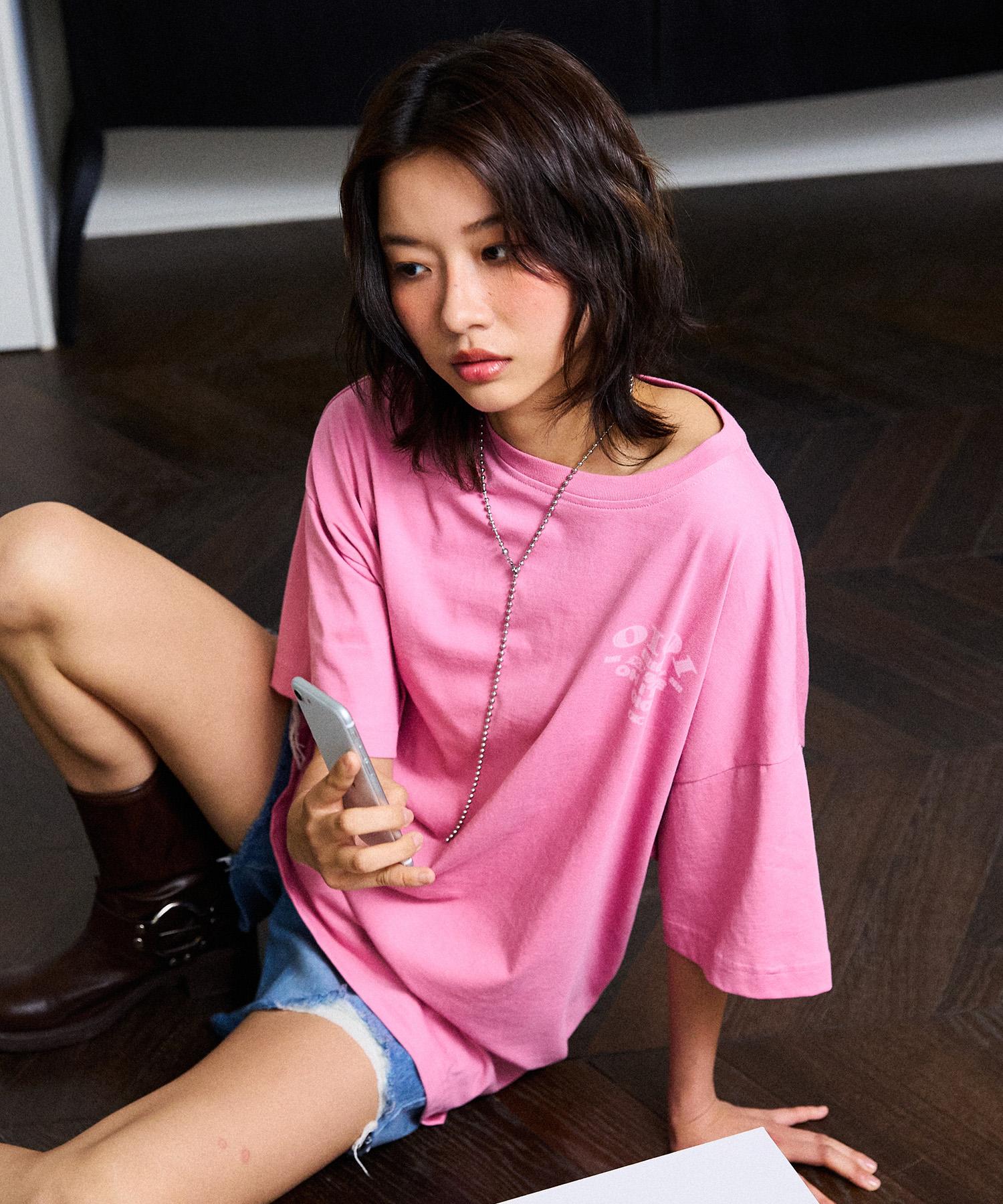 Oioi Collection Vintage Small Logo Oversized T-Shirt [Pink] Pink/M