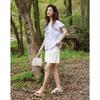 Women's College Style Striped Short Sleeve Shirt