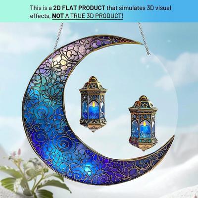 Decoração de suspensão de lua acrílica Eid Mubarak Decoração para festa Suprimentos Novidade Artesanato Enfeite de janela para