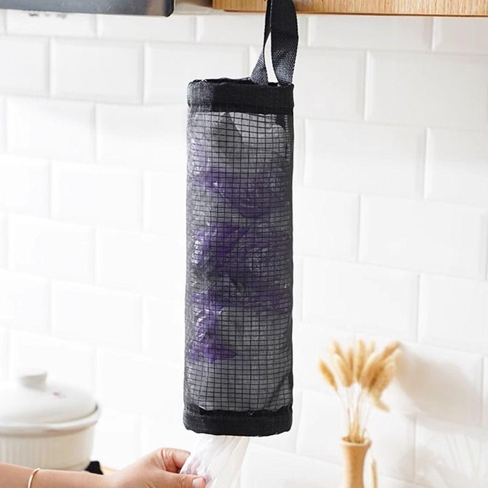 Polyester Mesh Plastic Bag Dispenser Foldable Trash Storage Bag Grocery Bag Holder  Kitchen Storage