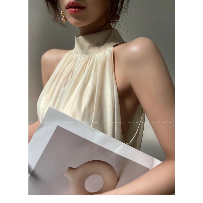 New Chinese Style Print Long Dresses for Women Summer Sleeveless Halter Loose A-line Evening Party Dress Prom Robe Vestidos