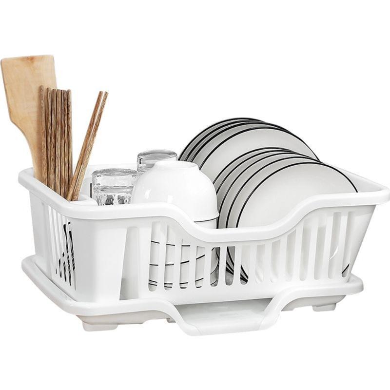 Upgrades Thickened Plastic Bowls Drying Rack for Campers with Removable Water Collector & Not Slip Feet for Plates Bowls