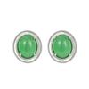New Chinese Natural Shell Green Jadeite Stud Earrings Oval Stud Earrings S925 Silver Needle White Fritillary Edged Premium Earrings