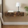 Wall Mounted Side Table Smoked Oak Wood Based Material