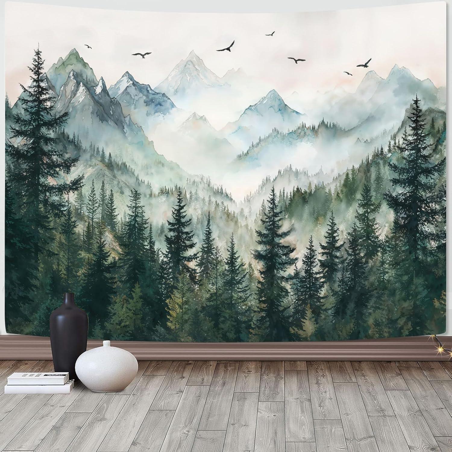Zussun Tapestry Misty Forest Mountain Sage 75x100 чёрный