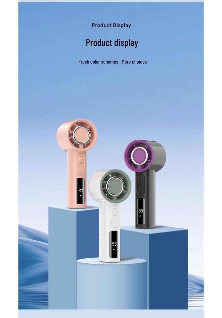 Portable USB Rechargeable Handheld Fan with 100 Speeds, Digital Display, Strong Wind, Brushless Motor