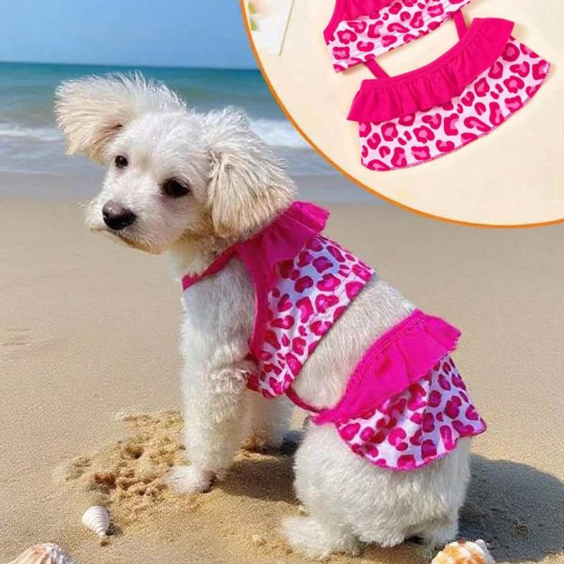 Pet Dog Apparel: Camisole Lace Printed Dress for Daily Wear & Outdoor Photoshoots;Cute Small Dog Outdoor Going-Out Dresses - Summer Outfit