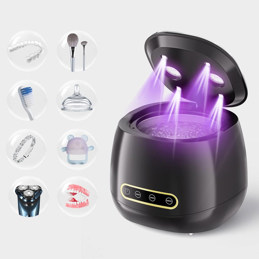 Compact Ultrasonic Cleaning Machine for Jewelry Makeup Brushes Braces Mouthguards USB Multifunctional Household Use