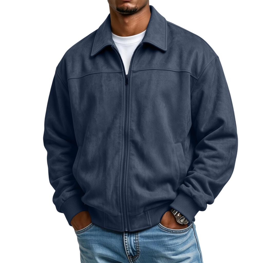 Men's Casual Baseball Jacket, Long Sleeve Zip Up Collared Sweatshirt with Pockets, Athletic Outerwear