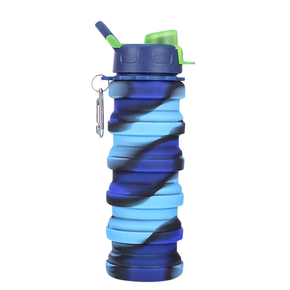 Wasserflasche Silikon Zusammenklappbare Wasserflaschen, 500ml Tragbare Faltbare Erweiterbare Wasserflasche Sportbecher, Auslaufsicher Und Wiederverwendbar, für Outdoor-Aktivitäten