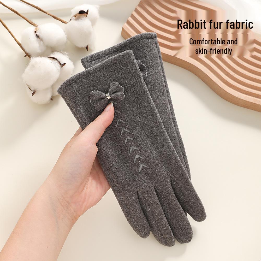 Women's Winter Touchscreen Cycling Gloves - Windproof, Thick Fleece-Lined with Rabbit Fur. Perfect for Outdoor Sports & Cold Weather Travel.