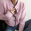 Women Sweater Spring Fall New Candy Solid Color Wool Round Neck Singlebreasted Long Sleeve Knit Cardigan Sweater  C-131