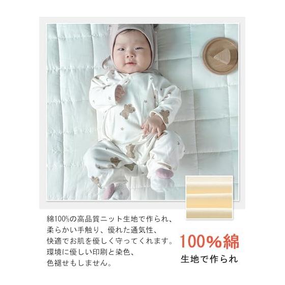 [Hapipana] Newborn Clothes, Knit Combination Underwear, Baby Rompers, Coveralls, Long Sleeves, Baby Clothes, 100% Cotton, Open Front, Cute, Bear