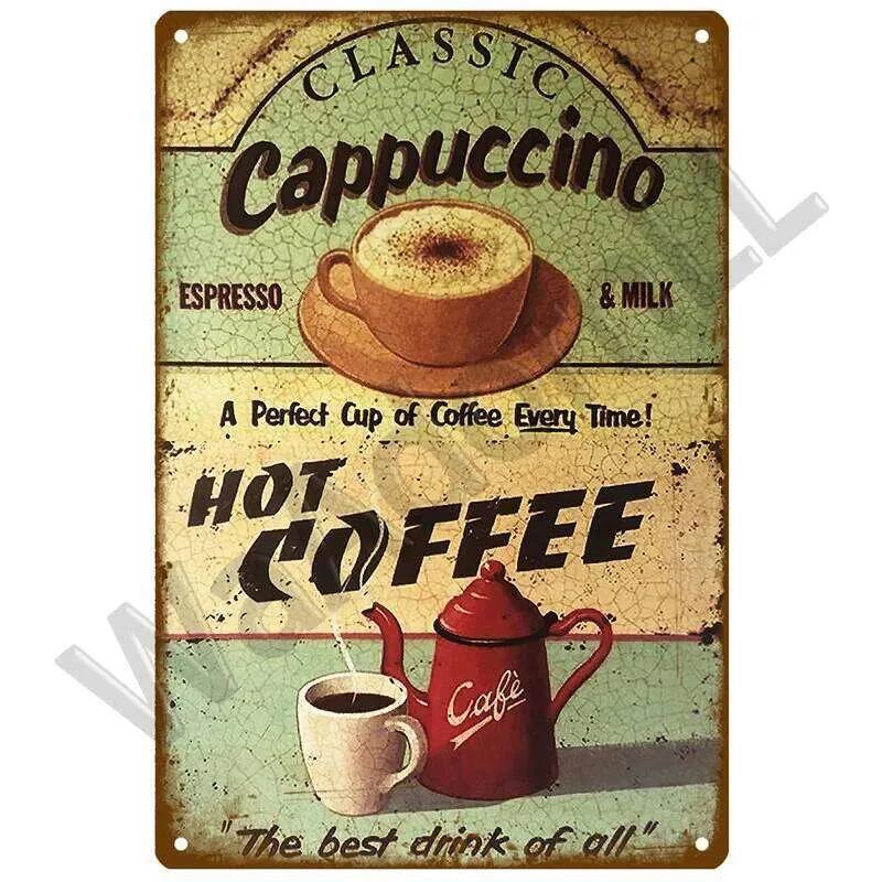Vintage Metal Tin Sign for Coffee Kitchen Bar Decor, Retro Wall Art Plaque, Iron Painting Poster 26T0104 26T0104