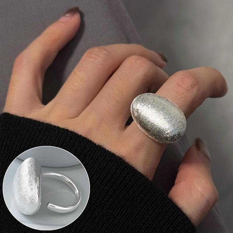 Korean Style S925 Silver-Plated Water Drop Crossover Open Ring – Women's Retro Fashion for Index Finger