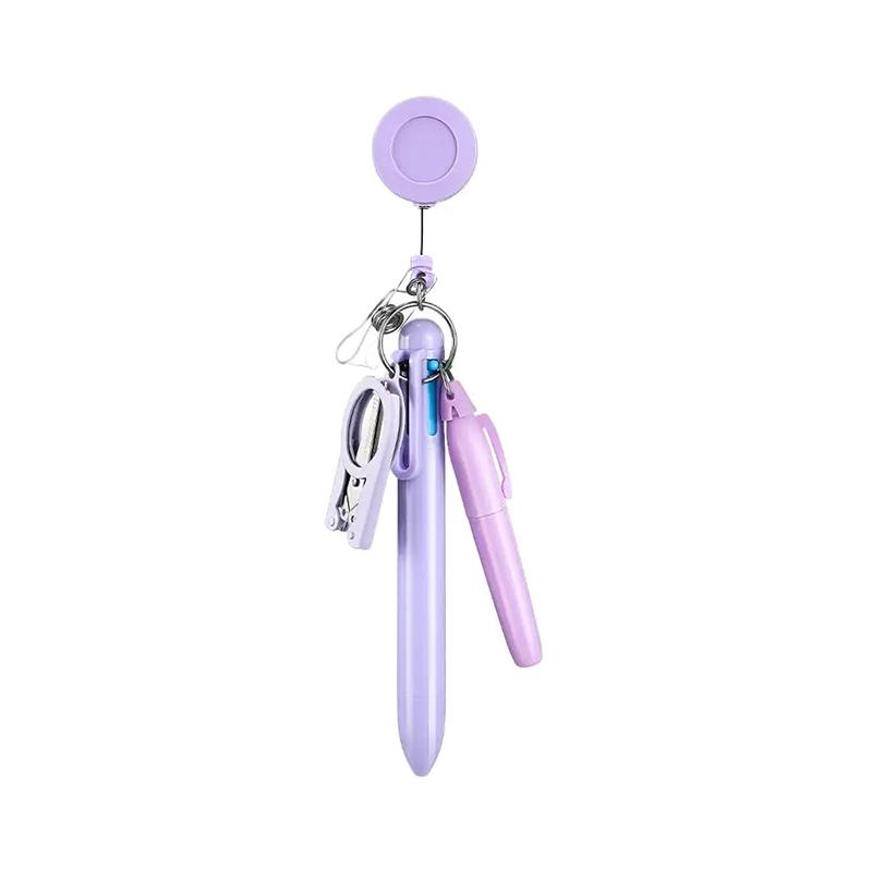 5In1 Nurse Pen Set Retractable Id Badge Clip Reels Holder Name Holder Ballpoint Pen Folding Scissors For Nursing Doctor