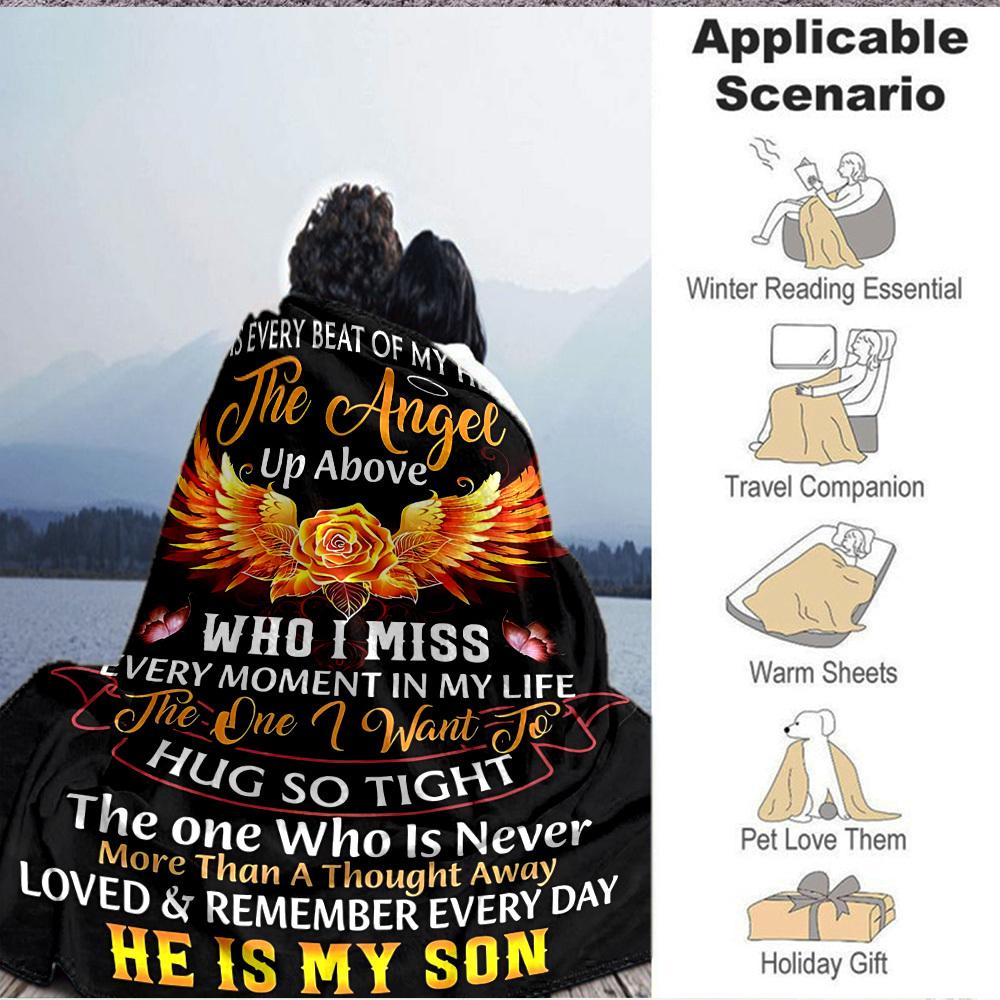 1PC Son Memorial Quote Blanket, Throw For Sofa, Bed, Travel, Printing Blanket With Soft And Warm Fabric Yy250918187