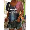 Womens V-Neck Short Sleeve T-Shirt With 3D Printed Striped Loose Fit Casual Chic Top 2025