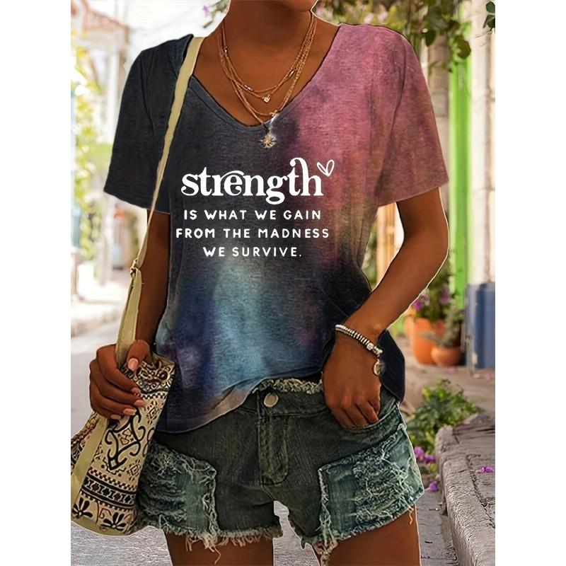 Womens V-Neck Short Sleeve T-Shirt With 3D Printed Striped Loose Fit Casual Chic Top 2025