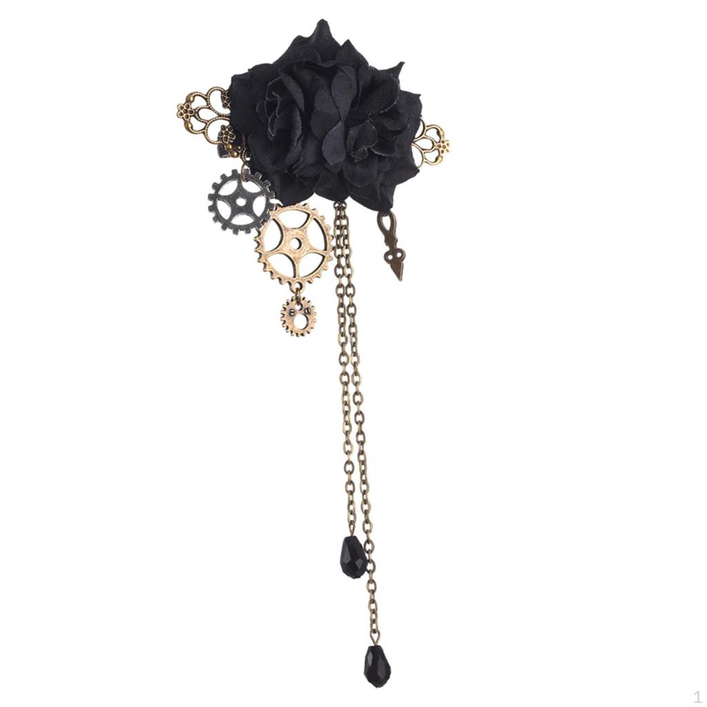 Mechanical Hairpin Steam Gear Brooch with Tassels Suit Pin Alloy Women for Dress Coat