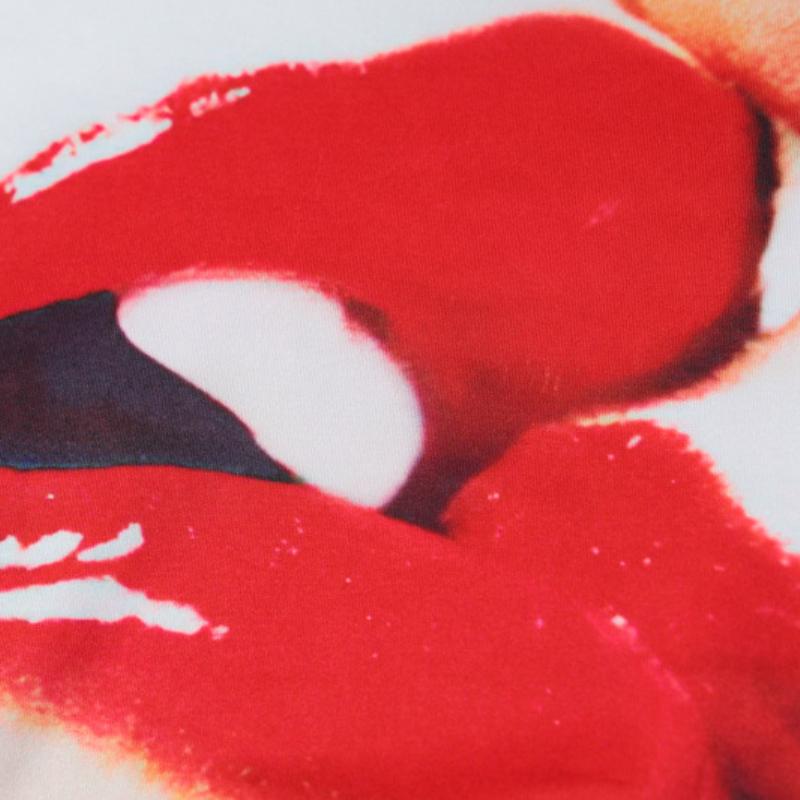 Ästhetische Lippen Drucken Sexy Zwei Stück Set Frauen Oansatz Ärmelloses Tank Top + low Rise Maxi Rock Sets Y2k Streetwear