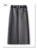 2024 Women's Woolen Bodycon Midi Skirt - Spring/Autumn Slimming Slit Design