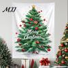 Indoor Holiday Wall Art Merry Christmas Tapestry, Hanging Fabric Backdrop, Xmas Tree Winter Seasonal Room Ornament for Living Room, Bedroom