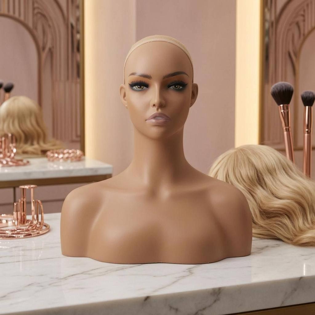 Shoulder Mannequin Bust PVC Hairpiece Head for Salon Owners, Photo Photography